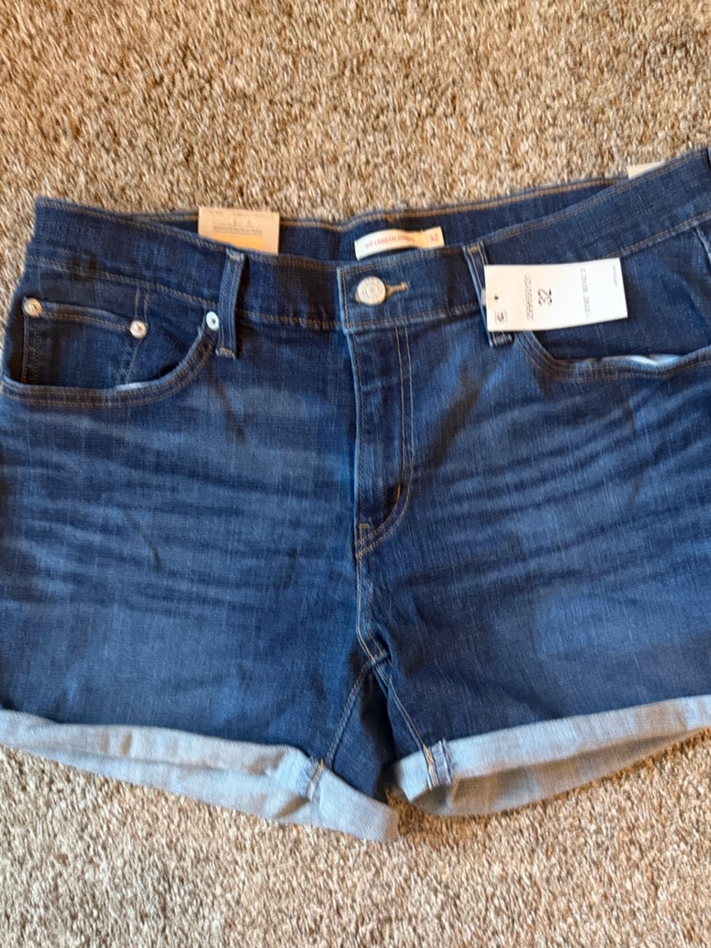 Levi's Indigo Blue Cuffed Denim Shorts